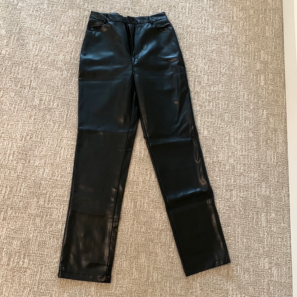 White Fox High-waisted Leather Pants